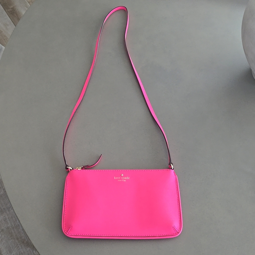 Kate Spade Mikas Pond Janelle Saffiano Leather Cross Body Bag  pink 💗